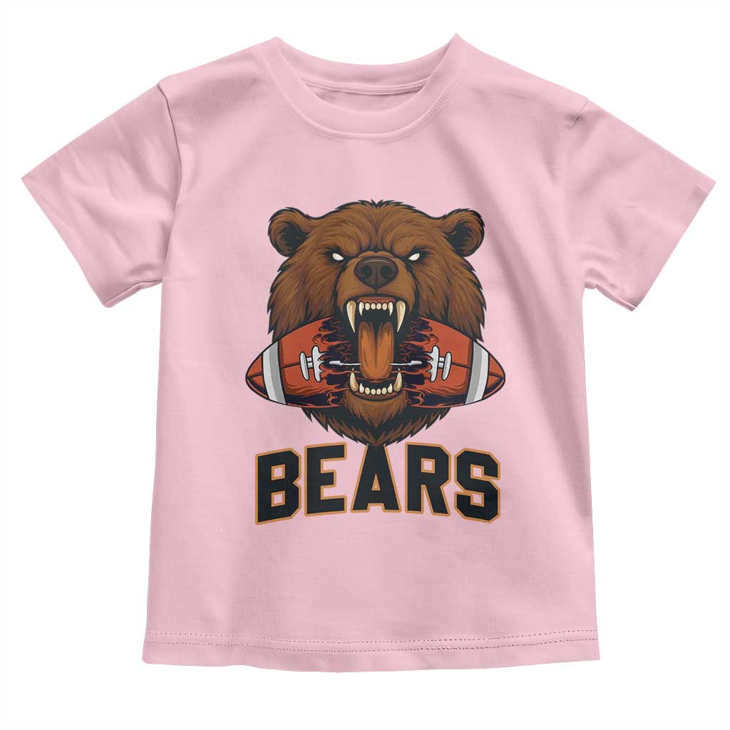 Football Player Gift Toddler T Shirt Fierce Bear Biting Ball - Wonder Print Shop