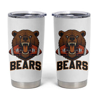 Football Player Gift Tumbler Cup Fierce Bear Biting Ball - Wonder Print Shop