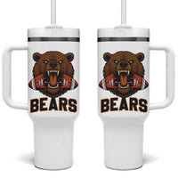 Football Player Gift Tumbler With Handle Fierce Bear Biting Ball - Wonder Print Shop
