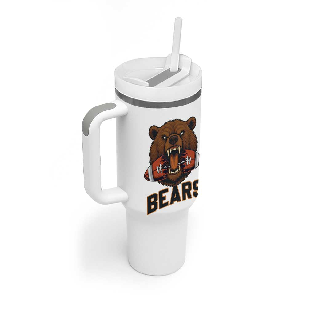 Football Player Gift Tumbler With Handle Fierce Bear Biting Ball - Wonder Print Shop