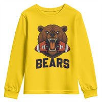 Football Player Gift Youth Sweatshirt Fierce Bear Biting Ball - Wonder Print Shop