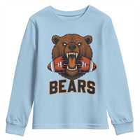 Football Player Gift Youth Sweatshirt Fierce Bear Biting Ball - Wonder Print Shop