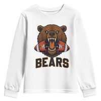 Football Player Gift Youth Sweatshirt Fierce Bear Biting Ball - Wonder Print Shop