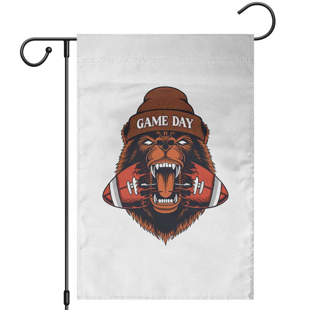 Game Day Fierce Bear Biting Ball Garden Flag Football Player Gift - Wonder Print Shop
