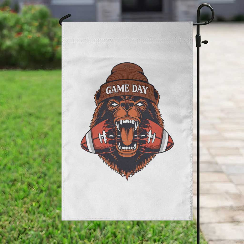 Game Day Fierce Bear Biting Ball Garden Flag Football Player Gift - Wonder Print Shop