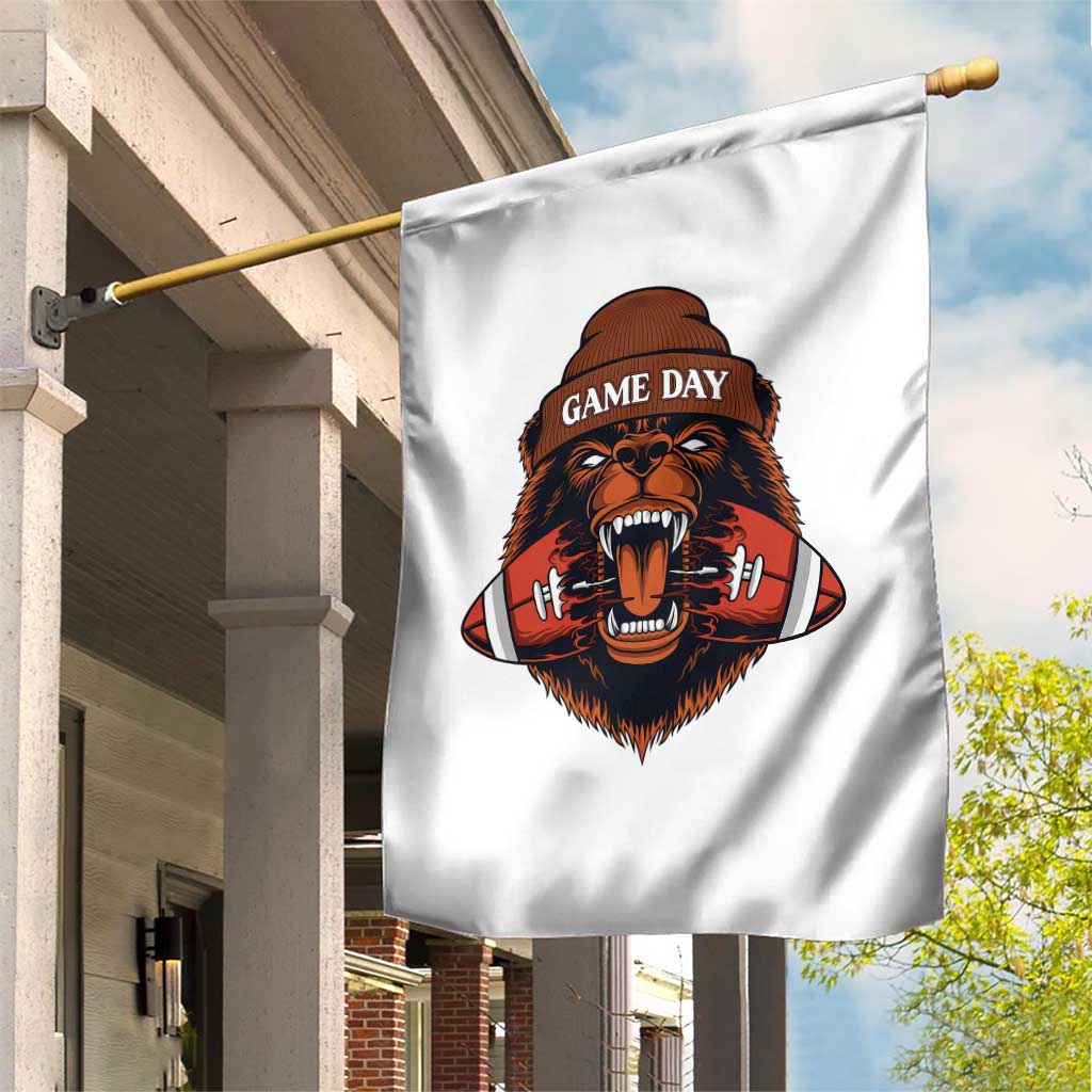 Game Day Fierce Bear Biting Ball Garden Flag Football Player Gift - Wonder Print Shop