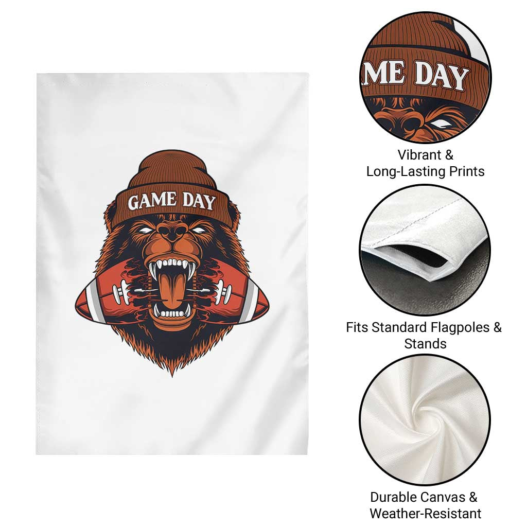 Game Day Fierce Bear Biting Ball Garden Flag Football Player Gift - Wonder Print Shop