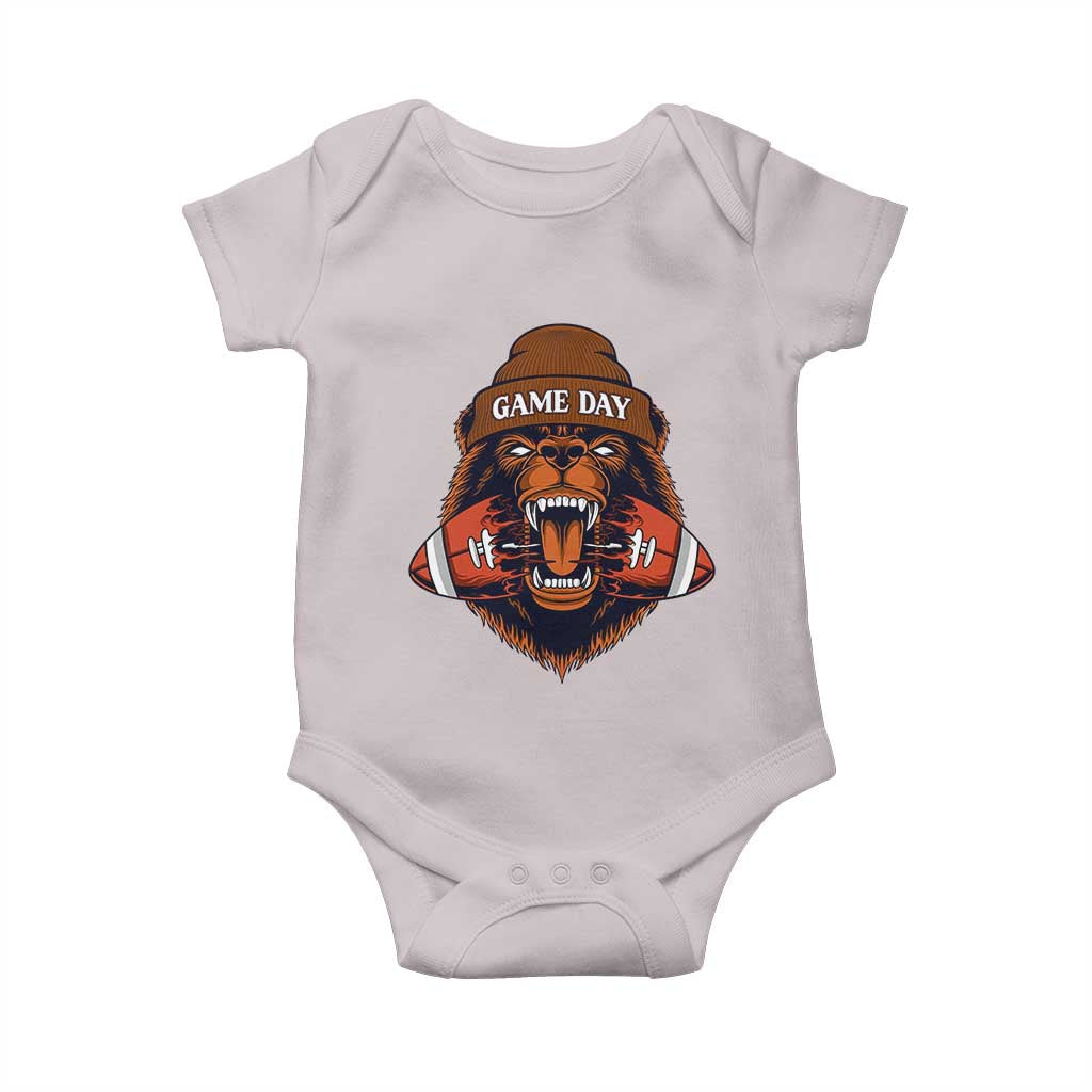 Game Day Fierce Bear Biting Ball Baby Onesie Football Player Gift - Wonder Print Shop