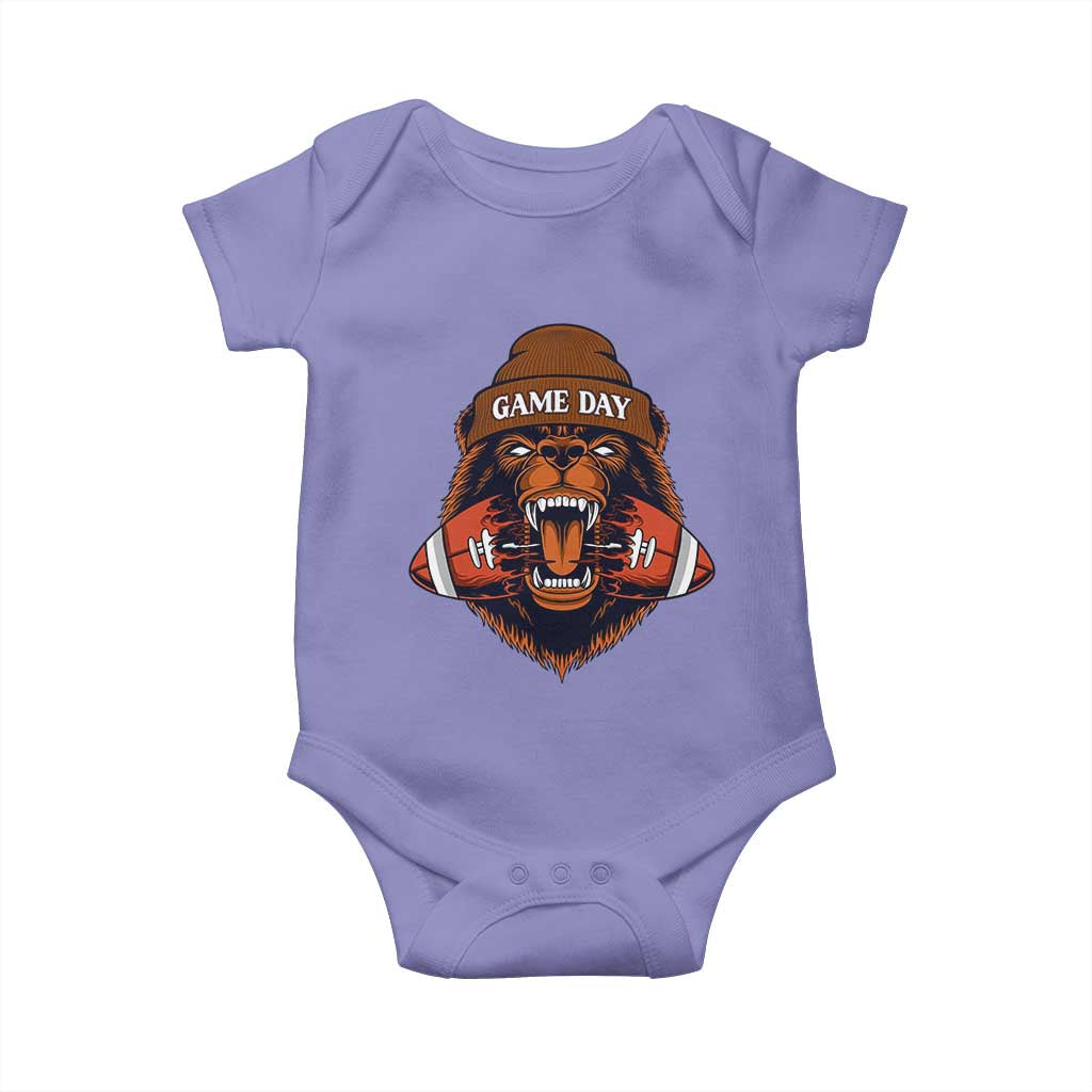 Game Day Fierce Bear Biting Ball Baby Onesie Football Player Gift - Wonder Print Shop
