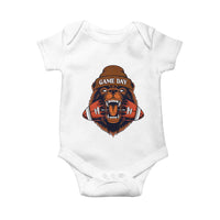 Game Day Fierce Bear Biting Ball Baby Onesie Football Player Gift - Wonder Print Shop
