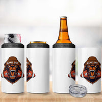 Game Day Fierce Bear Biting Ball 4 in 1 Can Cooler Tumbler Football Player Gift - Wonder Print Shop