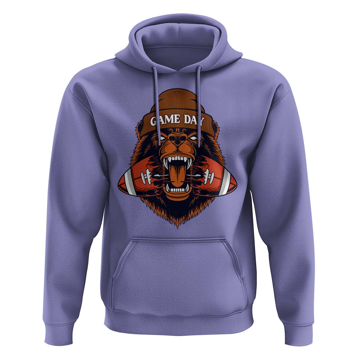 Game Day Fierce Bear Biting Ball Hoodie Football Player Gift - Wonder Print Shop