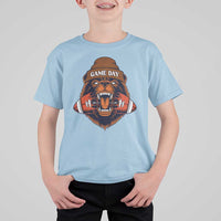 Game Day Fierce Bear Biting Ball T Shirt For Kid Football Player Gift - Wonder Print Shop