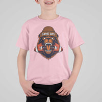 Game Day Fierce Bear Biting Ball T Shirt For Kid Football Player Gift - Wonder Print Shop