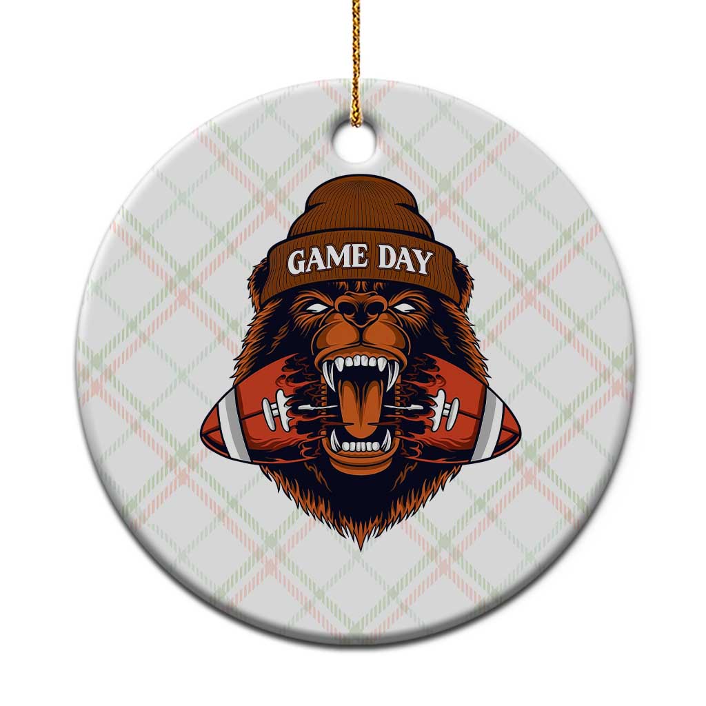 Game Day Fierce Bear Biting Ball Ceramic Ornament Football Player Gift - Wonder Print Shop