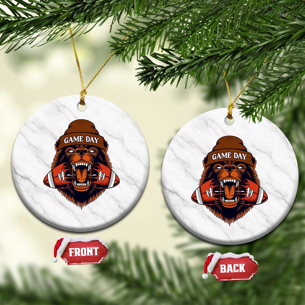 Game Day Fierce Bear Biting Ball Ceramic Ornament Football Player Gift - Wonder Print Shop