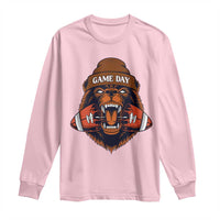 Game Day Fierce Bear Biting Ball Long Sleeve Shirt Football Player Gift - Wonder Print Shop