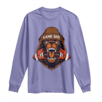 Game Day Fierce Bear Biting Ball Long Sleeve Shirt Football Player Gift - Wonder Print Shop