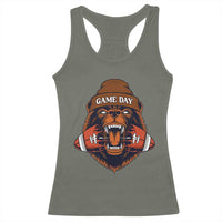 Game Day Fierce Bear Biting Ball Racerback Tank Top Football Player Gift - Wonder Print Shop