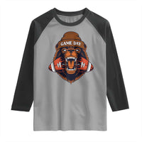 Game Day Fierce Bear Biting Ball Raglan Shirt Football Player Gift - Wonder Print Shop