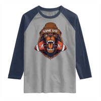 Game Day Fierce Bear Biting Ball Raglan Shirt Football Player Gift - Wonder Print Shop