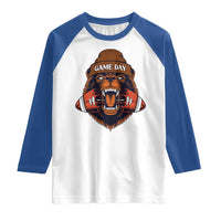 Game Day Fierce Bear Biting Ball Raglan Shirt Football Player Gift - Wonder Print Shop