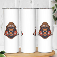 Game Day Fierce Bear Biting Ball Skinny Tumbler Football Player Gift - Wonder Print Shop