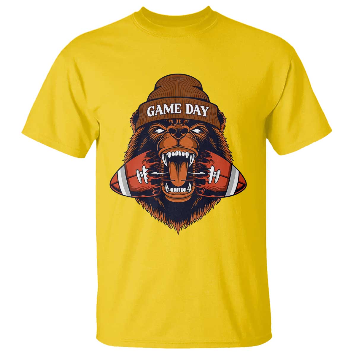 Game Day Fierce Bear Biting Ball T Shirt Football Player Gift - Wonder Print Shop