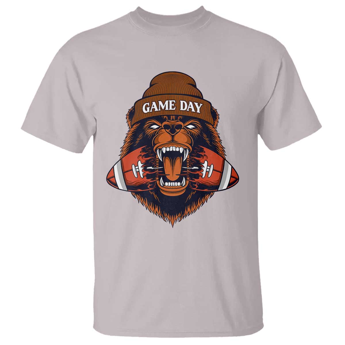 Game Day Fierce Bear Biting Ball T Shirt Football Player Gift - Wonder Print Shop