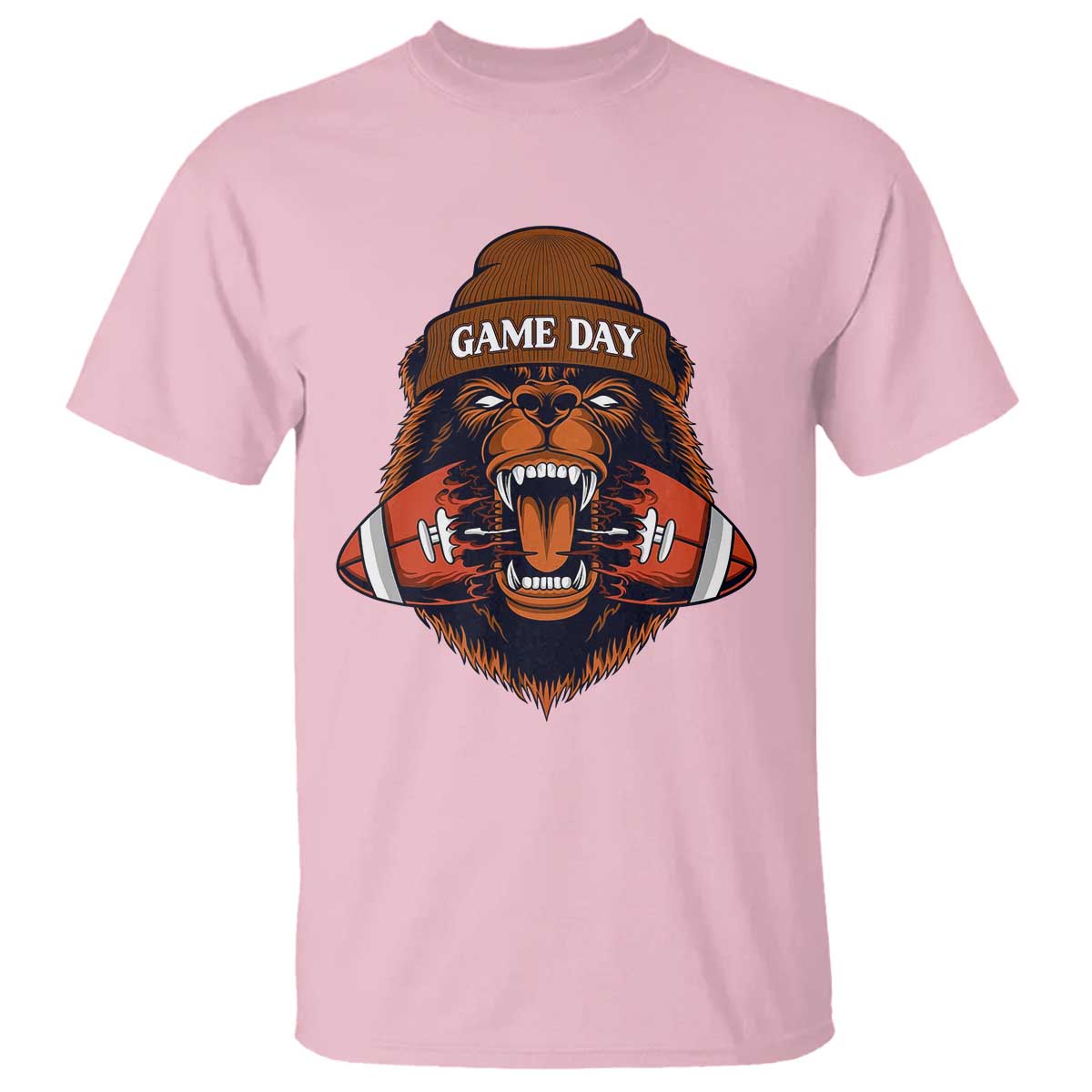 Game Day Fierce Bear Biting Ball T Shirt Football Player Gift - Wonder Print Shop