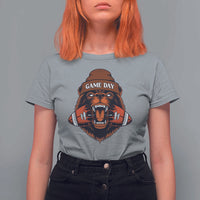 Game Day Fierce Bear Biting Ball T Shirt For Women Football Player Gift - Wonder Print Shop
