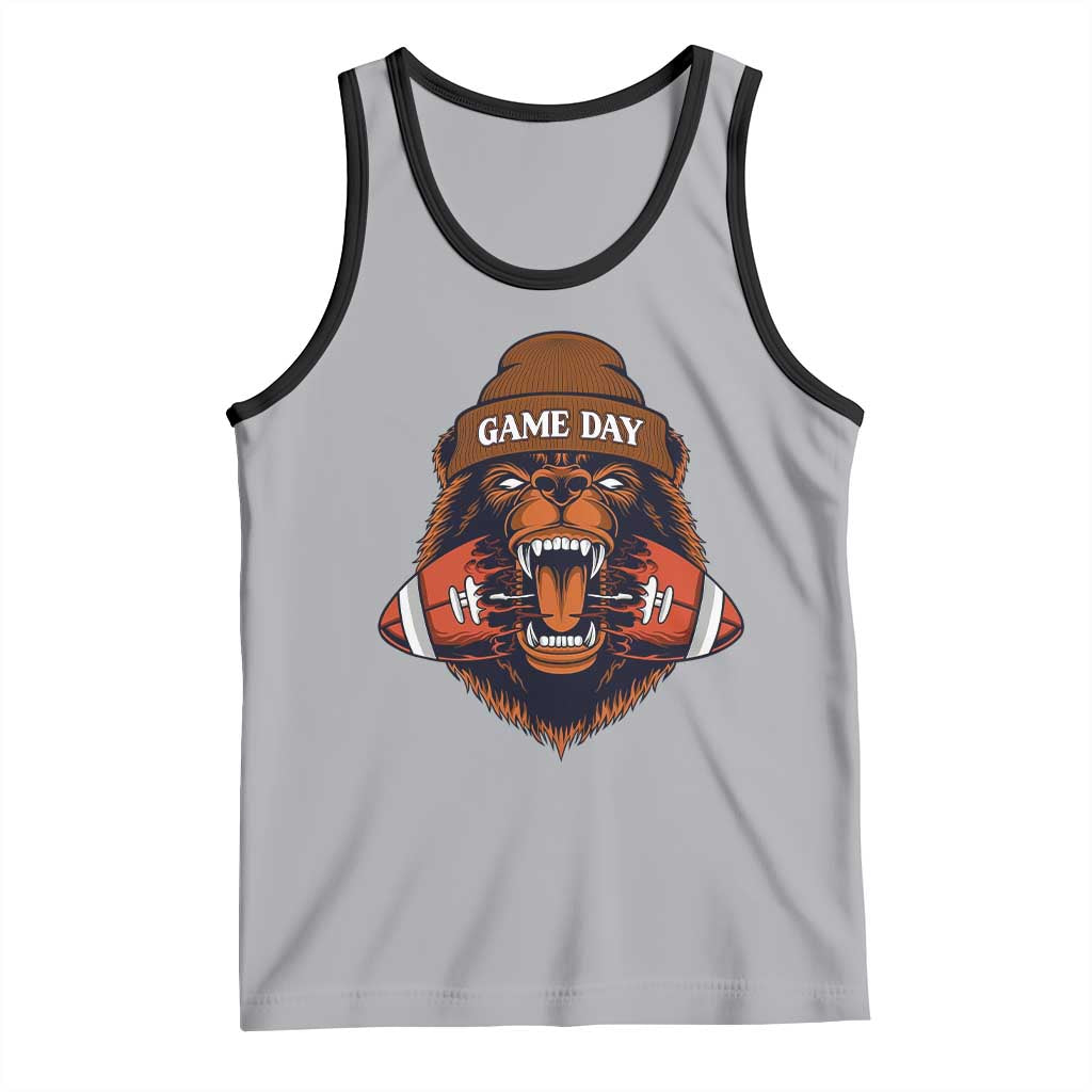 Game Day Fierce Bear Biting Ball Tank Top Football Player Gift - Wonder Print Shop