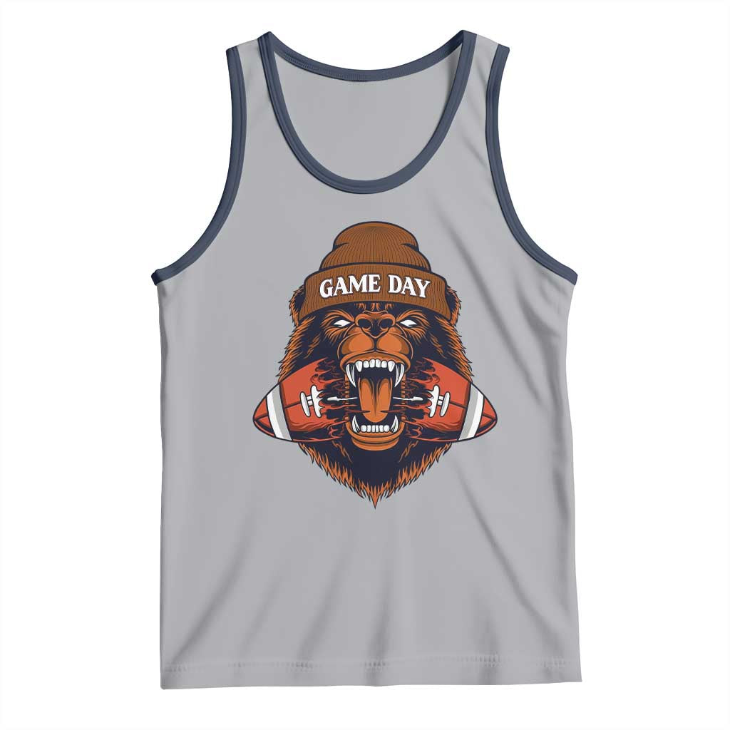 Game Day Fierce Bear Biting Ball Tank Top Football Player Gift - Wonder Print Shop