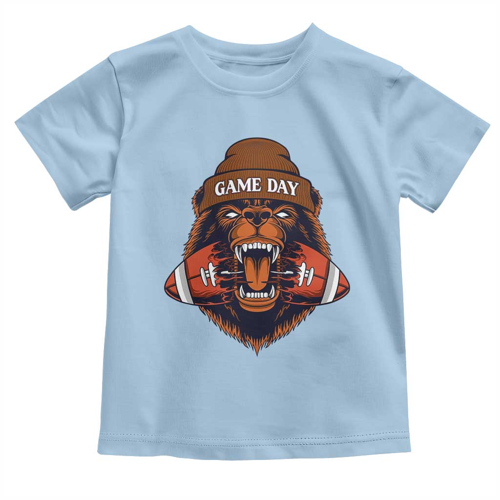 Game Day Fierce Bear Biting Ball Toddler T Shirt Football Player Gift - Wonder Print Shop