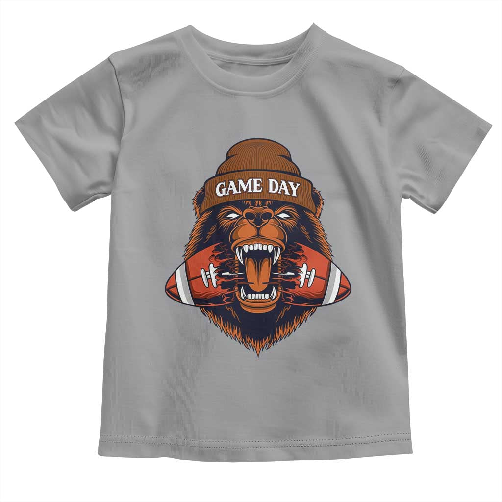 Game Day Fierce Bear Biting Ball Toddler T Shirt Football Player Gift - Wonder Print Shop
