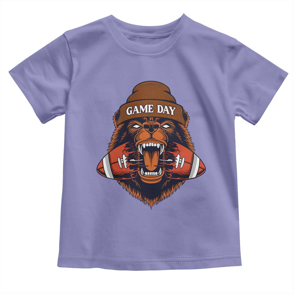 Game Day Fierce Bear Biting Ball Toddler T Shirt Football Player Gift - Wonder Print Shop