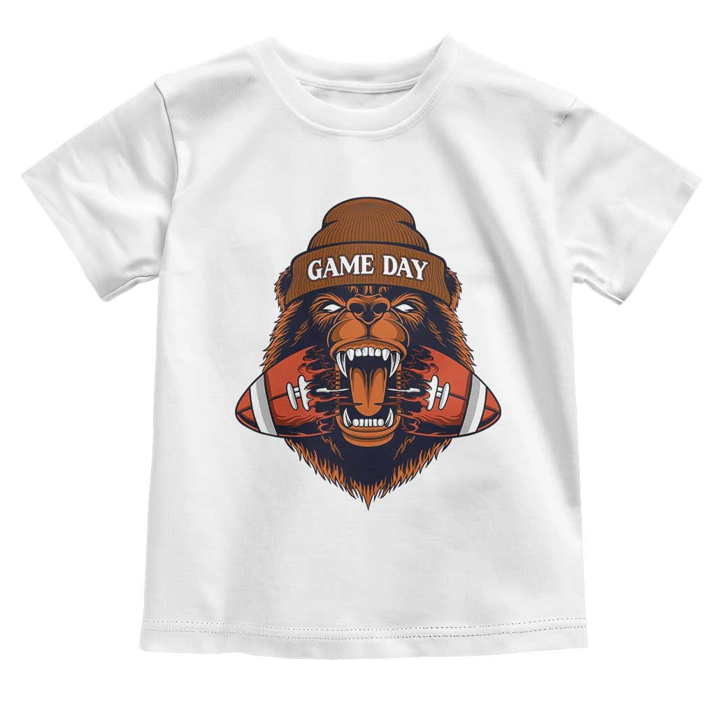 Game Day Fierce Bear Biting Ball Toddler T Shirt Football Player Gift - Wonder Print Shop