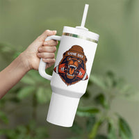 Game Day Fierce Bear Biting Ball Tumbler With Handle Football Player Gift - Wonder Print Shop