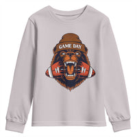 Game Day Fierce Bear Biting Ball Youth Sweatshirt Football Player Gift - Wonder Print Shop