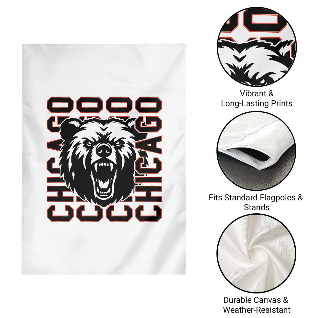 Game Day Football Fan Gift Garden Flag Chicago With Bear - Wonder Print Shop