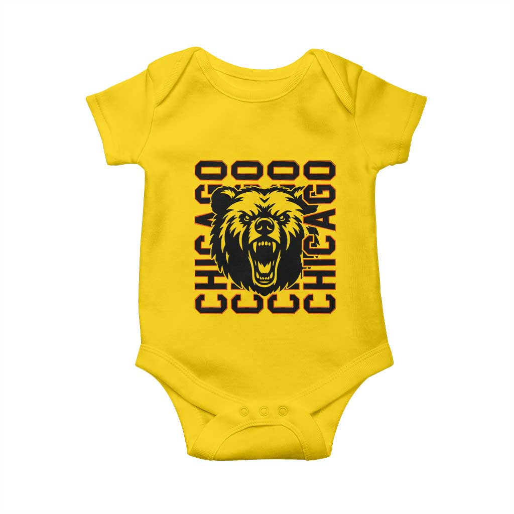 Game Day Football Fan Gift Baby Onesie Chicago With Bear - Wonder Print Shop