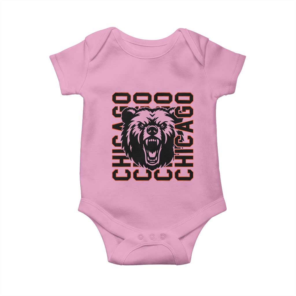 Game Day Football Fan Gift Baby Onesie Chicago With Bear - Wonder Print Shop