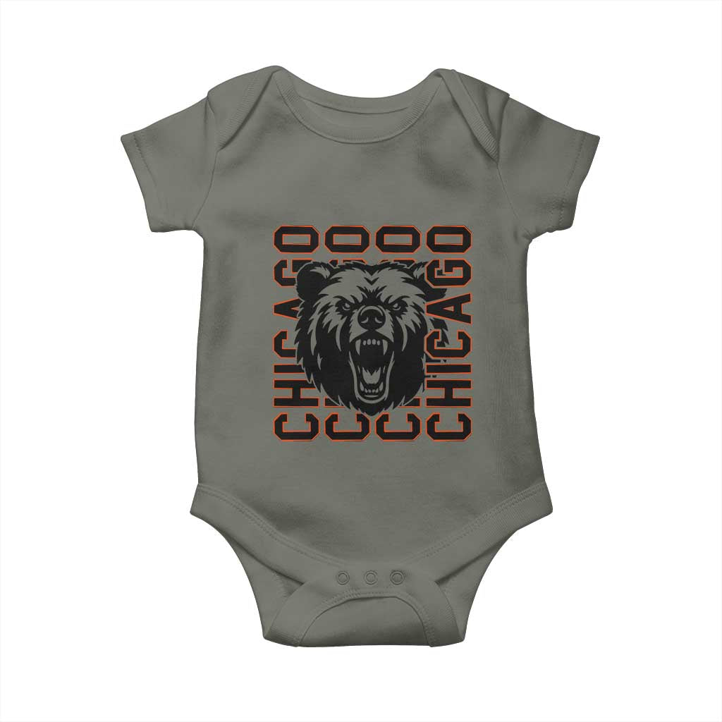 Game Day Football Fan Gift Baby Onesie Chicago With Bear - Wonder Print Shop