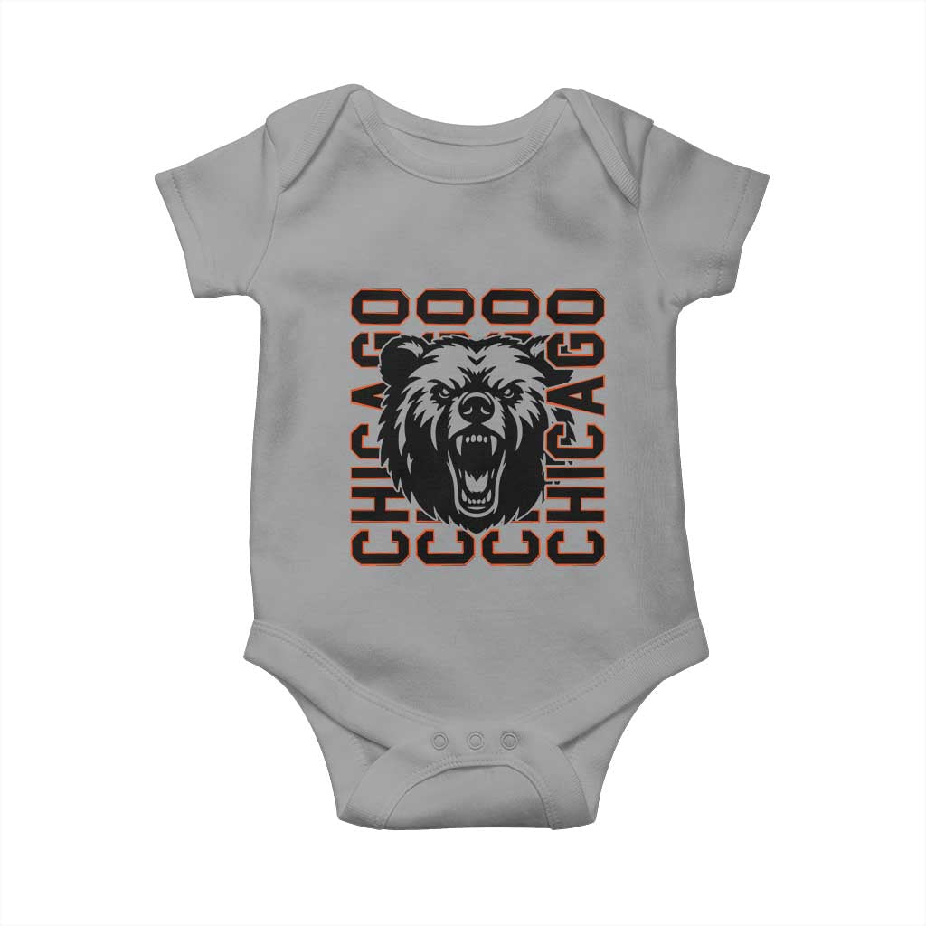 Game Day Football Fan Gift Baby Onesie Chicago With Bear - Wonder Print Shop