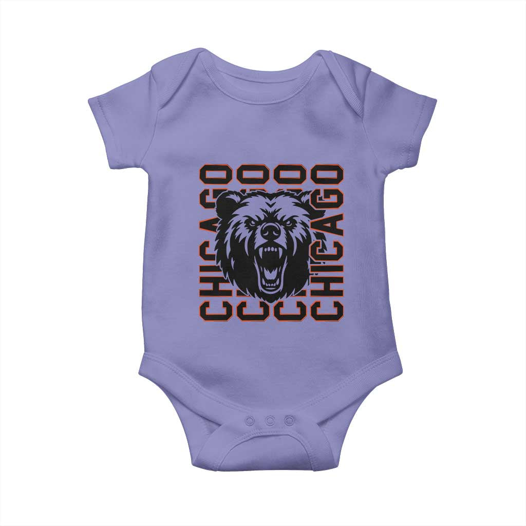 Game Day Football Fan Gift Baby Onesie Chicago With Bear - Wonder Print Shop