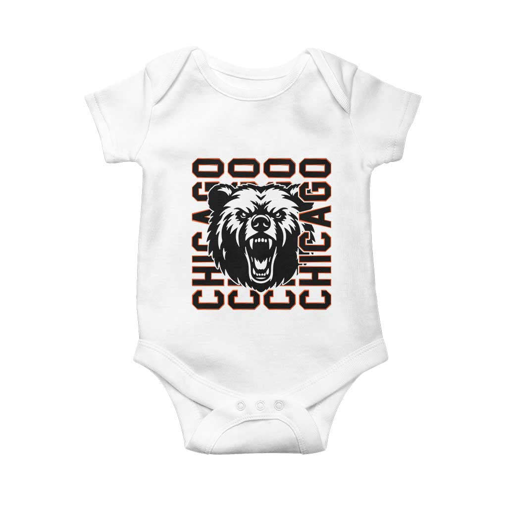 Game Day Football Fan Gift Baby Onesie Chicago With Bear - Wonder Print Shop