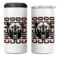 Game Day Football Fan Gift 4 in 1 Can Cooler Tumbler Chicago With Bear - Wonder Print Shop
