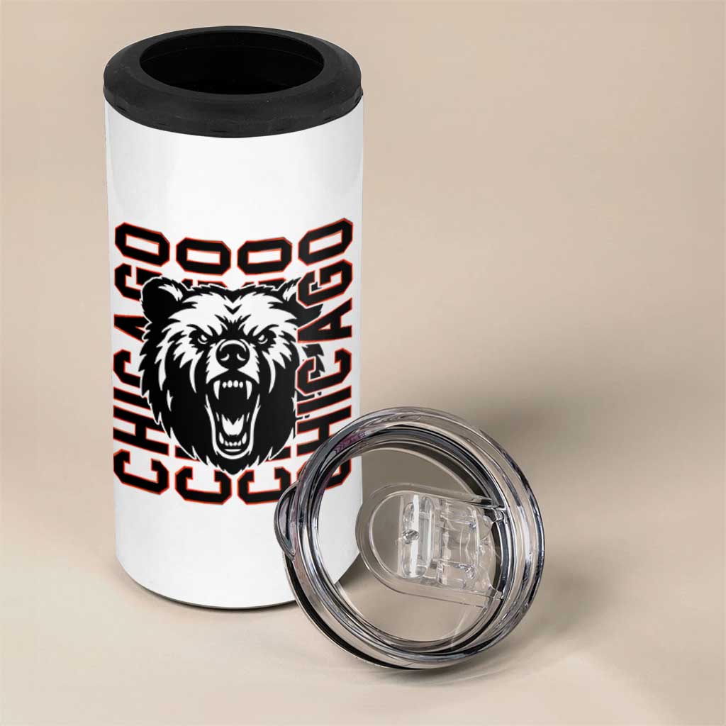 Game Day Football Fan Gift 4 in 1 Can Cooler Tumbler Chicago With Bear - Wonder Print Shop