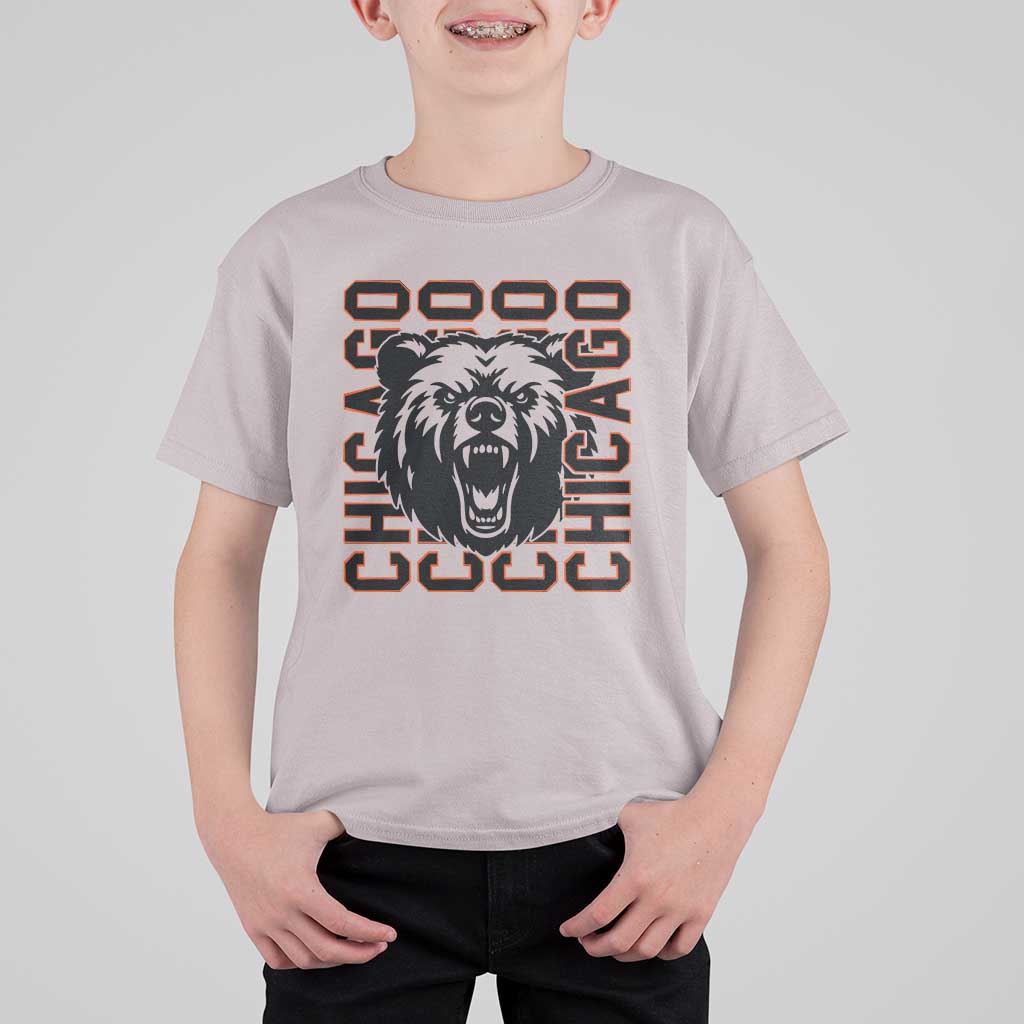Game Day Football Fan Gift T Shirt For Kid Chicago With Bear - Wonder Print Shop