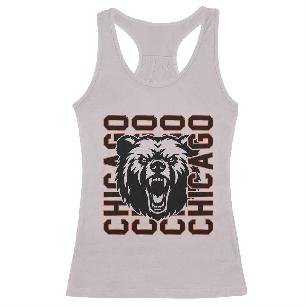 Game Day Football Fan Gift Racerback Tank Top Chicago With Bear - Wonder Print Shop